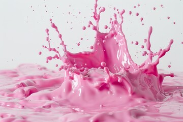 Pink milk splash isolated on white background. Neural network AI generated