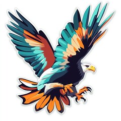 Colorful soaring eagle with talons extended, isolated on white, ideal for nature or freedom concept