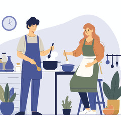 vector image of people cooking