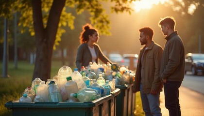 Park Recycling Conversation Sunlight