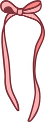 coquette pink bow ribbon illustration vector element thin long bow