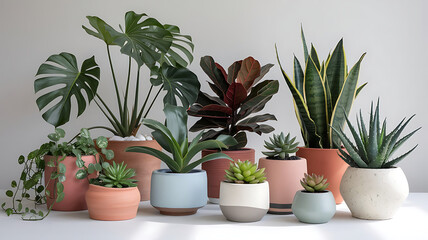 Obraz premium collection of potted plants isolated background