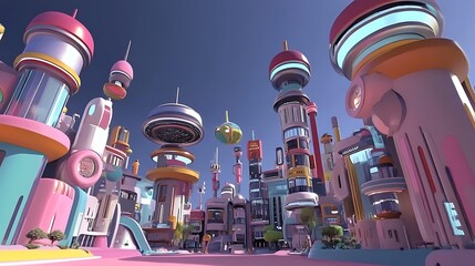 Futuristic Cityscape: A Whimsical Vision of Tomorrow's Metropolis