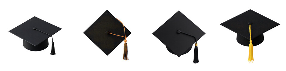 Graduation Caps and Tassels Symbolizing the of Academic Achievement Milestone Accomplishments and Hopeful Future for Graduates Scholars and Students