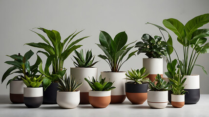 Obraz premium collection of potted plants isolated background