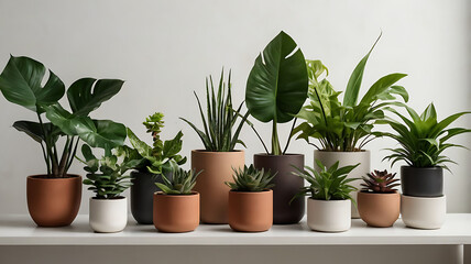 Fototapeta premium collection of potted plants isolated background