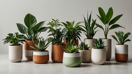 Obraz premium collection of potted plants isolated background