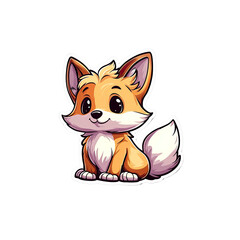 Obraz premium Adorable Cartoon Fox Cub - Cute Animal Illustration