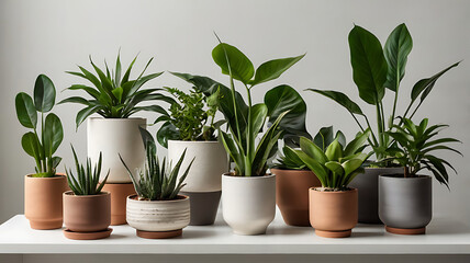 Obraz premium collection of potted plants isolated background