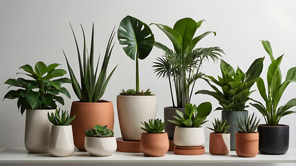 Obraz premium collection of potted plants isolated background