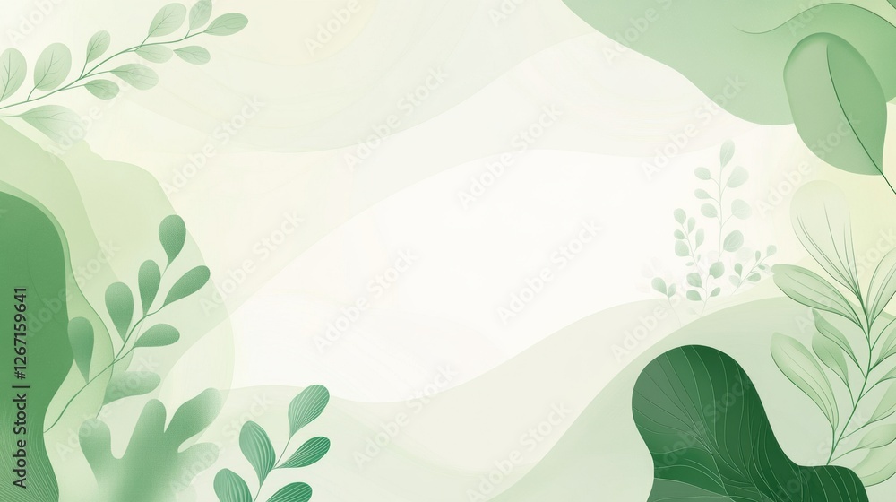 Leinwandbilder soft green abstract background with delicate plant motifs in various shades creating a serene atmosp