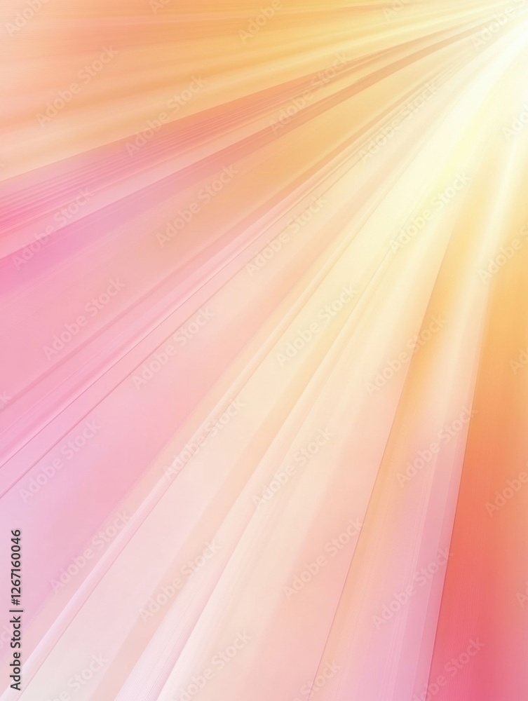 Poster Soft pastel colors blend together with rays of light creating a serene backdrop during early morning hours. Generative AI