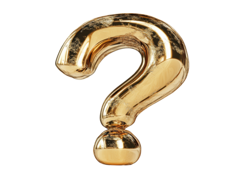Isolated Metallic Golden Question Mark