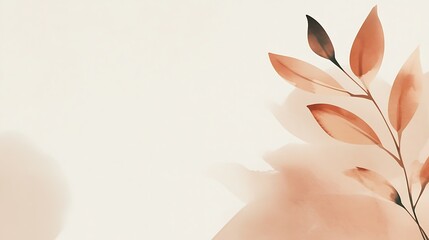 Watercolor Painting of Autumnal Leaves Branch