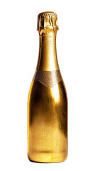 Isolated Glimmering Golden Champagne Bottle with Textured Accent