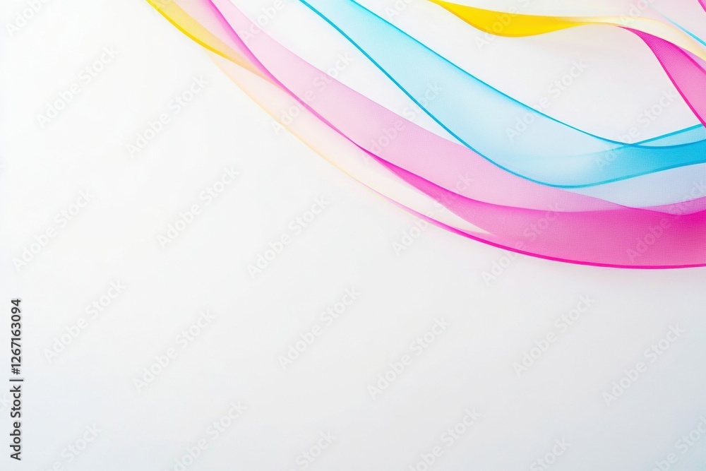 Aufkleber Colorful ribbons flow across a smooth surface creating a vibrant abstract design. Generative AI