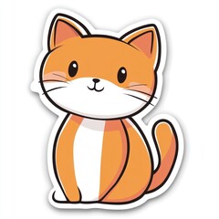 Obraz premium Cute orange kitten sitting, white background, child's illustration, sticker design
