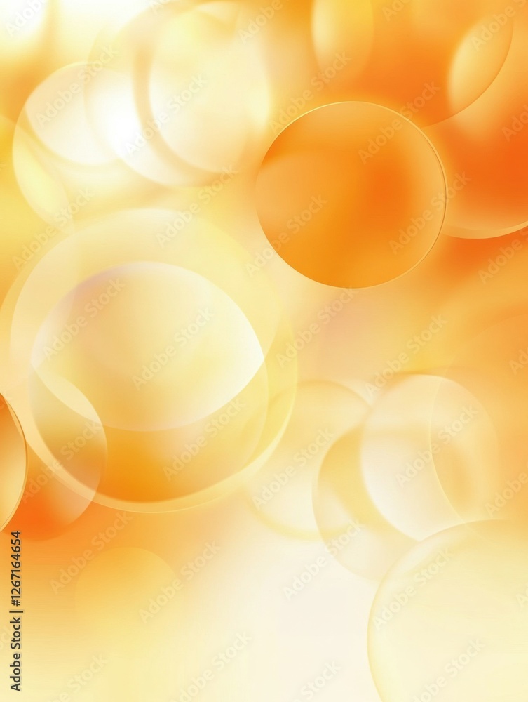 Poster Soft golden bubbles create a warm and inviting atmosphere in a soothing abstract background design. Generative AI