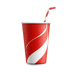 Isolated Red and White Striped Cup with Condensation