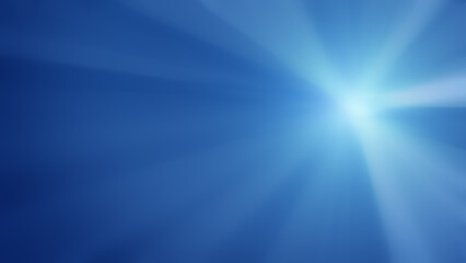 Soft and vibrant blue gradient background with radiant light rays. Abstract and blurred full frame background, copy space.