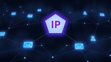 Fototapeta premium IP, Internet protocol, Network Topology Infographic with IP Addresses – Connected Users and IP-Based Communication, networking, network diagram, network infrastructure, IP-based communication