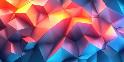 Obraz premium Abstract Colorful Low Poly Geometric Background Red Orange Blue Gradient 3D Render