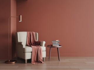 A light beige wingback armchair 