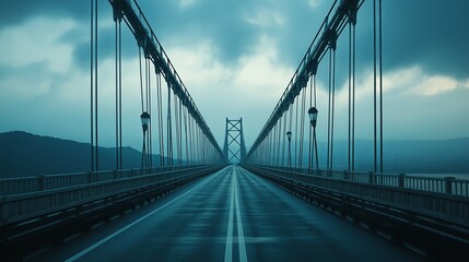 A symmetrical bridge disappearing into the horizon