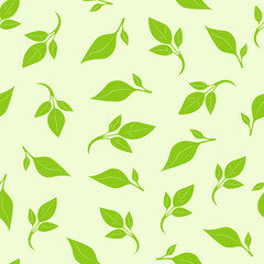 Seamless pattern green leaves. Flat vector template
