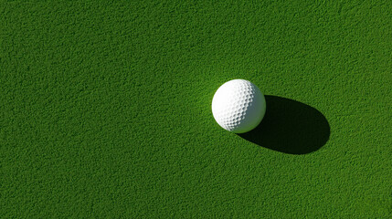 golf ball resting on vibrant green grass with shadow