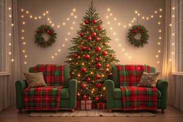 Cozy Christmas Living Room with Festive Decor