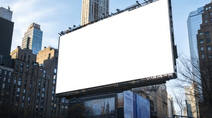 Blank Billboard in Urban Setting: Advertising Space in Cityscape