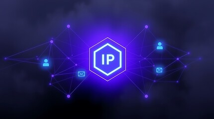 Fototapeta premium IP, Internet protocol, Network Topology Infographic with IP Addresses – Connected Users and IP-Based Communication, networking, network diagram, network infrastructure, IP-based communication