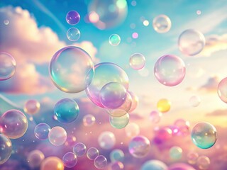 Dreamy Pastel Bubble Sky: Abstract Floating Bubbles Background