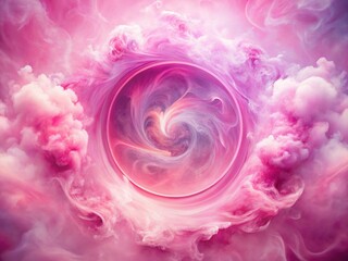 Elegant Pastel Pink Smoke Swirl Circular Overlay - Dreamy Haze Background