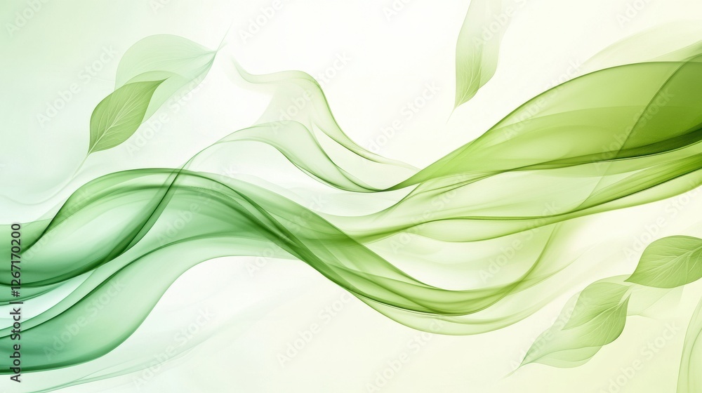 Leinwandbilder flowing green waves and leaves create a serene and calming background for nature inspired designs. g