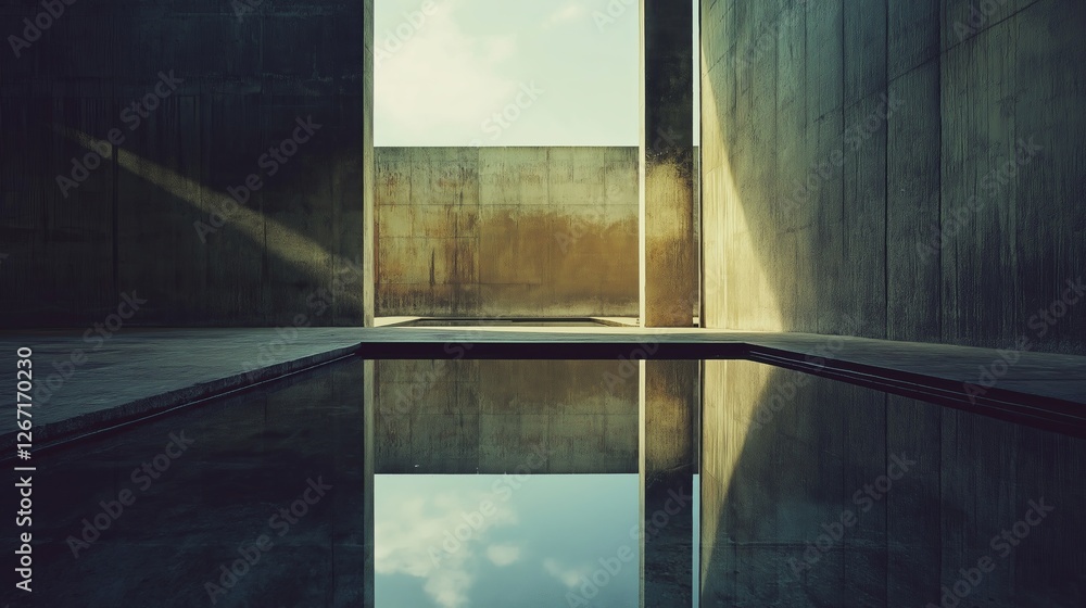 Poster A mirror reflecting a completely different surreal scene than reality