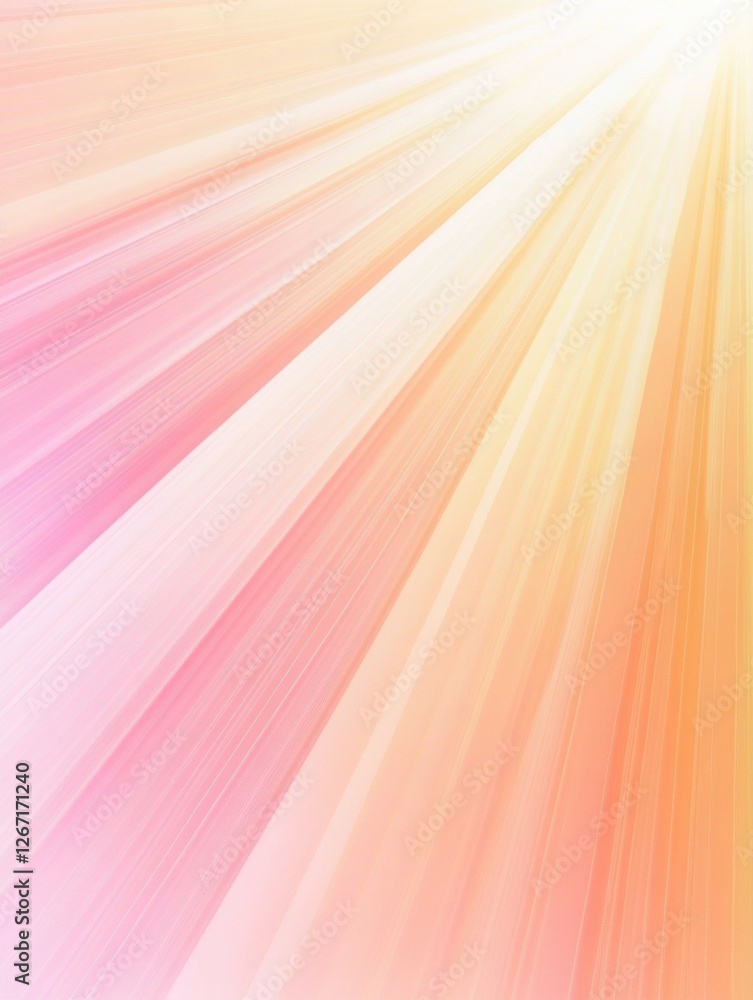 Poster Bright rays of sunlight shining through a pastel colored sky in early morning light creating a serene atmosphere. Generative AI