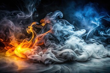 Ethereal Fog, Mist, Haze, and Smoke Effects on Black Background - Stock Photo