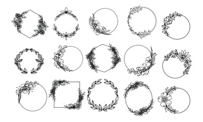 Floral Frame, Flower frame Set Design Graphic Vector
