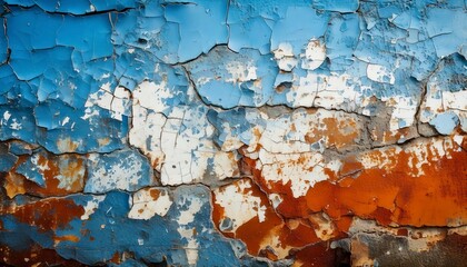 Obraz premium A coastal rusty painted wall, with saltwater erosion creating unique textures background