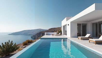 Fototapeta premium Luxury villa with pool and sea view