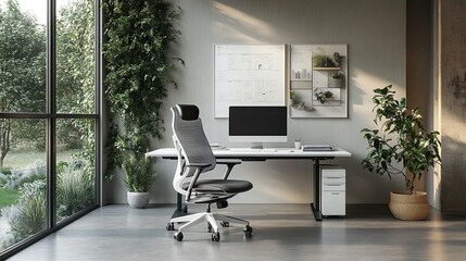 A modern workspace setup features minimalist design, encouraging productivity and focus. 