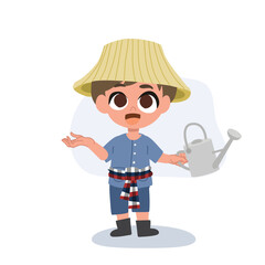 cute farmer cartoon with agriculture advice, farming tips, rural life,  farmer offering farming advice,