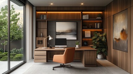 A modern workspace setup features minimalist design, encouraging productivity and focus. 