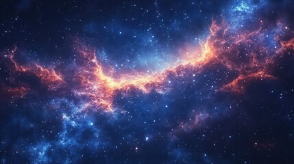 Fototapeta premium Mesmerizing Fantasy Cosmic Scene with Colorful Nebula and Distant Stars in a Vast Universe