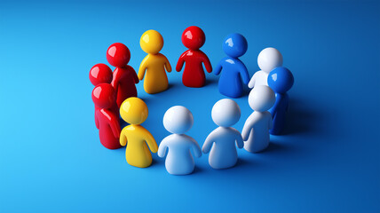 円を描くカラフルな3Dフィギュアの集合