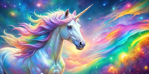 Fototapeta premium Holographic Rainbow Unicorn Fantasy Background - Magical Pastel Colors