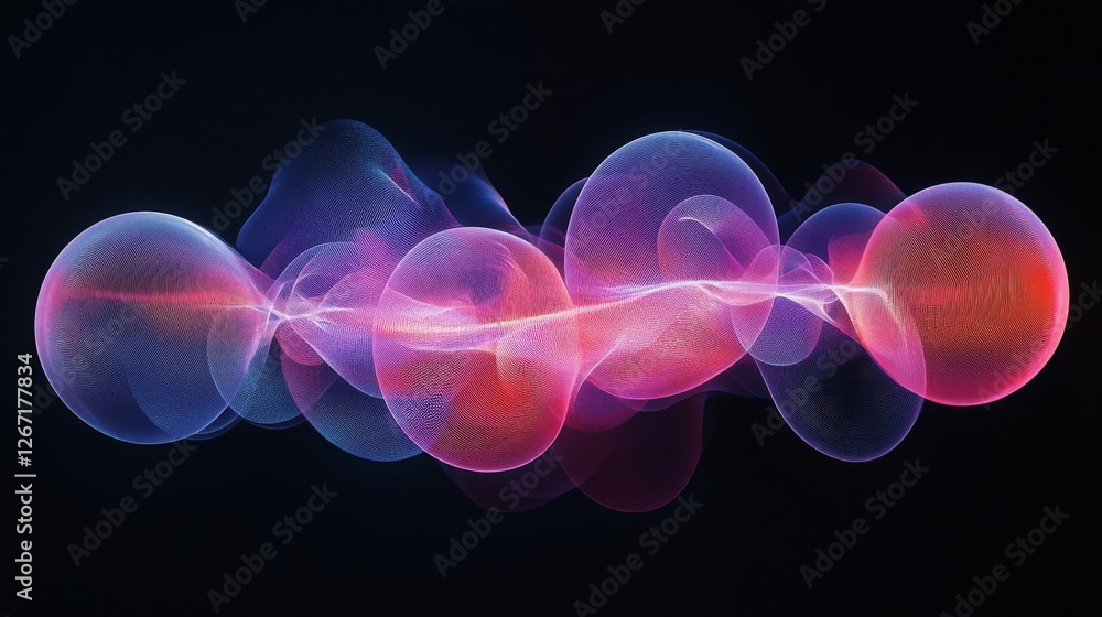 Poster abstract digital rendering shows colorful interconnected spherical shapes