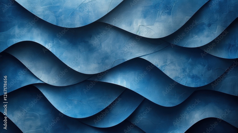 Poster abstract blue wave pattern with layered texture and depth